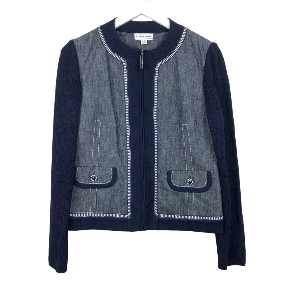 St. John Sport Wool Blend Zip Up Jacket - Picture 1 of 13